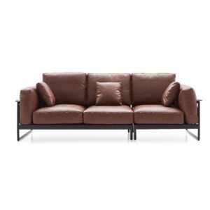 Gwynn 4-Seater Faux Leather Sofa – Dark Brown