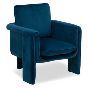 Emery Tri-Leg Velvet Armchair – Blue