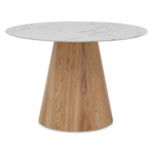 Valentin Round Marble Dining Table – Natural Ash Wood