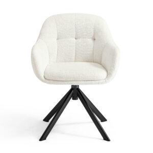 Shayne Velvet Linen Swivel Chair – Cream