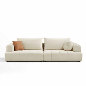 Yeliz 4-Seater Leathaire Sofa – Ivory