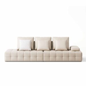 Rheinallt 4-Seater Sofa in Eco-Leather Cream