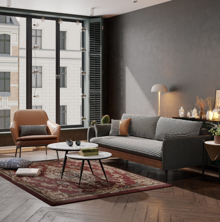 Wardell 2-Seater Sofa – Dark Grey Houndstooth photo review