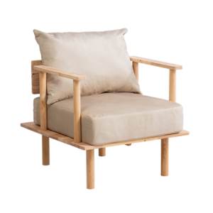Mabyn Natural Wood Armchair with Removable Cushions