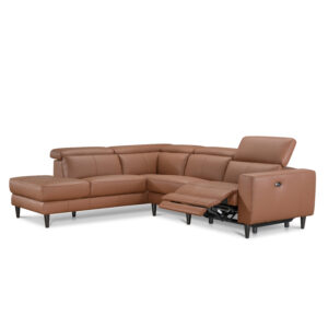 Aleksi L-Shape Leather Electric Sofa with USB Port