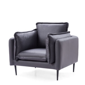 Adain Grey Leathaire Armchair with Metal Legs