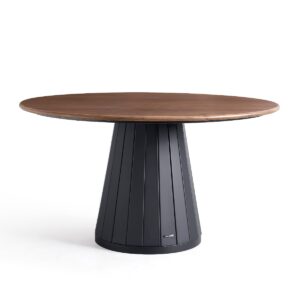 Paulino 1.35M Round Dining Table – Walnut & Black