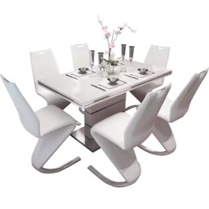 Lucenzo Modern Leather Dining Table Set
