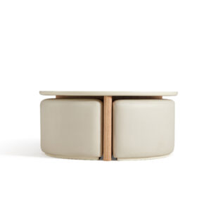 Zygmunt Round Coffee Table with 3 Padded Stools