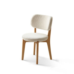 Lartius Boucle Fabric Oak Wood Chair