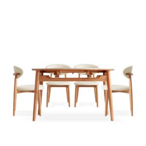 Sechnall Extendable Dining Set (1+4) – Sintered/Natural